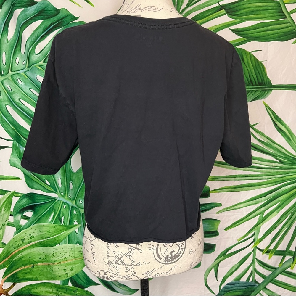 Hurley Womens Medium Black Geometric Retro Style Graphic Cropped Spring Tee - Picture 4 of 7
